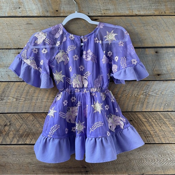 Disney Rapunzel Dress Girls Size 5/6 Disney Store Tangled Princess Purple Floral - Picture 3 of 13